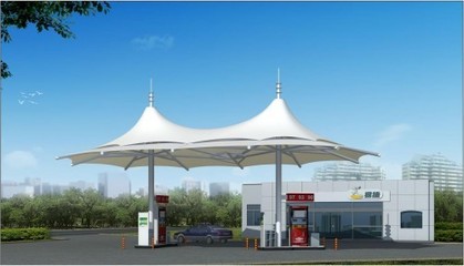 平顶山加油膜结构罩棚厂家,加油站顶盖施工总承包,加油站设计